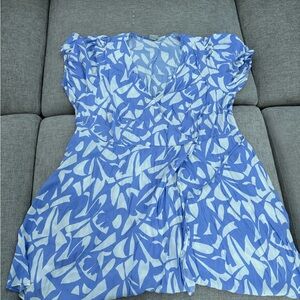 A New Day Light Blue and White Patterned Dress